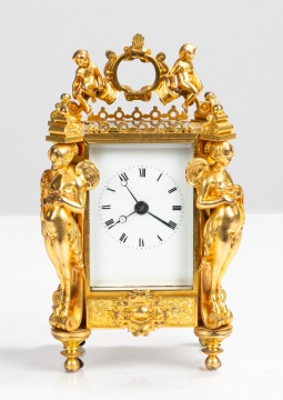 Paul Garnier Gilt Bronze Figural Carriage Clock, No. 1268