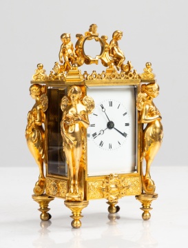 Paul Garnier Gilt Bronze Figural Carriage Clock, No. 1268