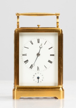Silvani, Paris, Gilt Bronze Repeating Carriage Clock with Alarm