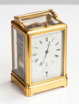 Silvani, Paris, Gilt Bronze Repeating Carriage Clock with Alarm