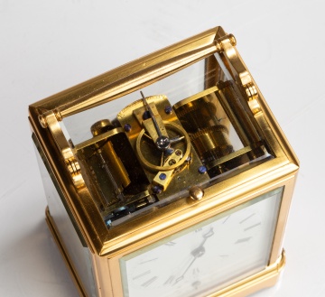 Silvani, Paris, Gilt Bronze Repeating Carriage Clock with Alarm