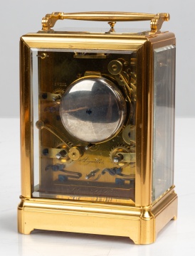 Silvani, Paris, Gilt Bronze Repeating Carriage Clock with Alarm