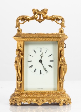 Lucien, Paris, Gilt Bronze Figural Carriage Clock