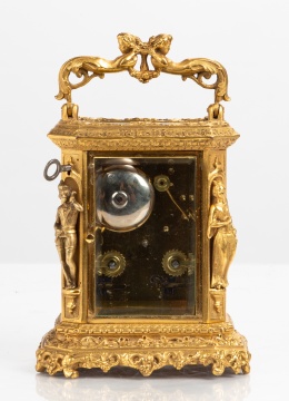 Lucien, Paris, Gilt Bronze Figural Carriage Clock