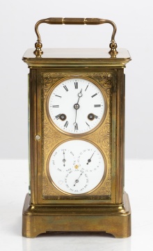 French Brass Carriage Clock with Calendar, Japy Freres