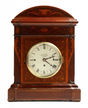 C. Shapland, London, Mahogany and Marquetry Chiming Bracket Clock