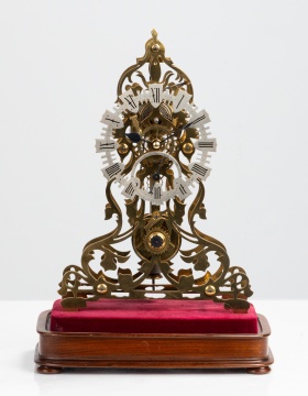Attributed to Evans of Handsworth, Brass Skeleton Clock with Spring Detent Escapement