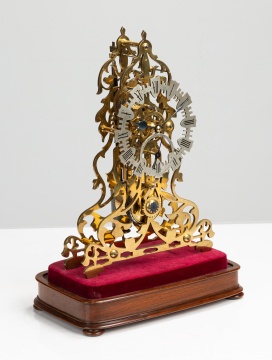 Attributed to Evans of Handsworth, Brass Skeleton Clock with Spring Detent Escapement