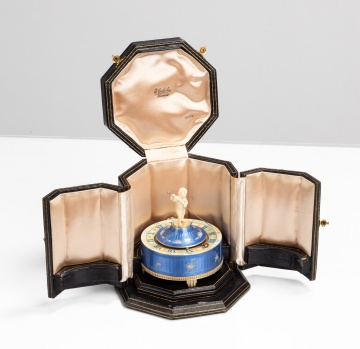 Gubelin Silver and Guilloche Enamel Annular Dial Desk Clock