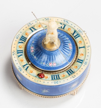 Gubelin Silver and Guilloche Enamel Annular Dial Desk Clock