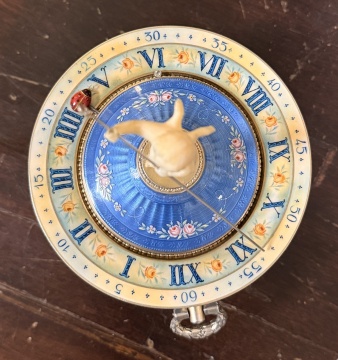 Gubelin Silver and Guilloche Enamel Annular Dial Desk Clock