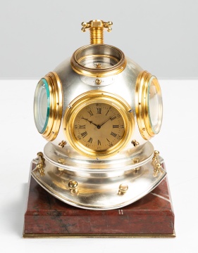 French Industrial Diver's Helmet Clock