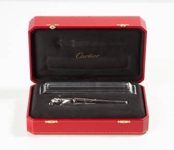 Cartier Panthere Sterling Silver, Spinel and Onyx Fountain Pen, Limited Edition