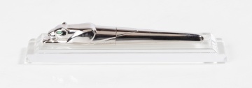 Cartier Panthere Sterling Silver, Spinel and Onyx Fountain Pen, Limited Edition