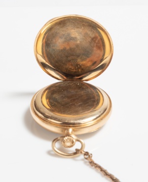 Waltham 'Royal' 14K Gold Open-Face Pocket Watch with Gold-Filled Chain
