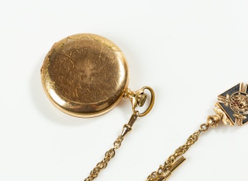 Hampden Gold-Filled Hunter Case Pocket Watch with Knights Templar Fob