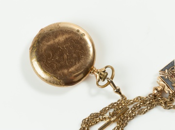 Hampden Gold-Filled Hunter Case Pocket Watch with Knights Templar Fob