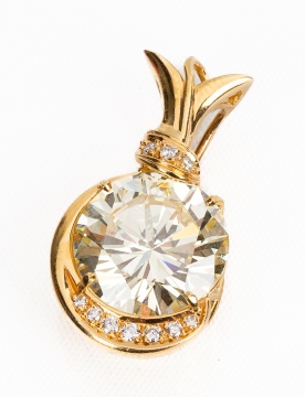 Approximately 10.24 Carat Diamond and 18K Gold Jabel Enhancer Pendant