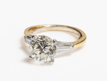 Approximately 3.53 Carat Diamond, 18K Gold and Platinum Ring