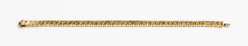 Approximately 16.50 Carat Diamond and 18K Yellow Gold Line Bracelet