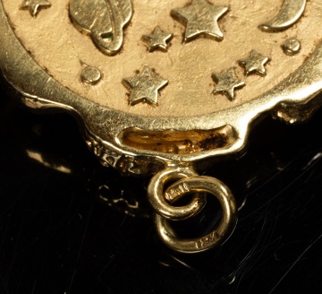 18K Gold and Diamond Gemini Zodiac Pendant