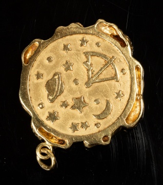 18K Gold and Diamond Gemini Zodiac Pendant