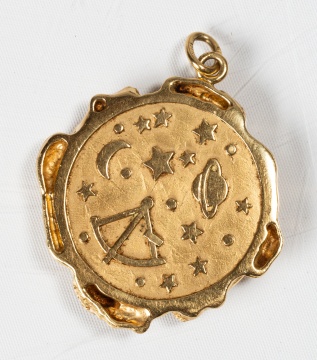 18K Gold and Diamond Gemini Zodiac Pendant