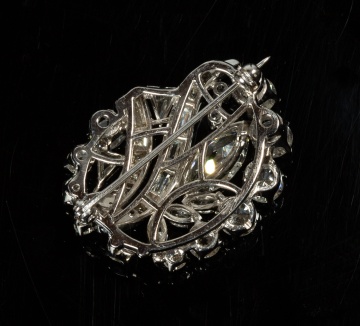 Platinum and Diamond Scroll Brooch