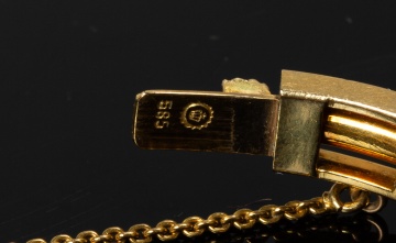 German Jugendstil 14K Gold and Diamond Hinged Bangle
