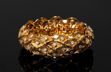 18K Gold and Diamond Woven Link Bracelet