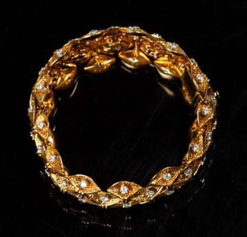 18K Gold and Diamond Woven Link Bracelet