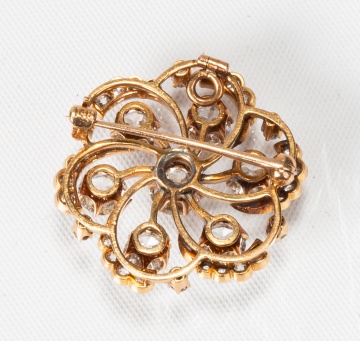 Victorian 14K Gold and Diamond Pinwheel Brooch