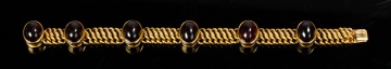 14K Gold and Garnet Cabochon Bracelet