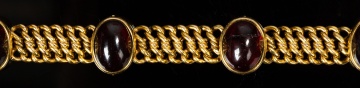 14K Gold and Garnet Cabochon Bracelet