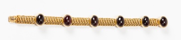 14K Gold and Garnet Cabochon Bracelet
