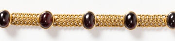14K Gold and Garnet Cabochon Bracelet