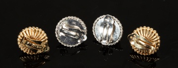 Two Pairs of 14K Gold and Mabe Pearl Earclips
