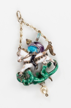 Austro-Hungarian Renaissance Revival Enamel St. George and the Dragon Pendant