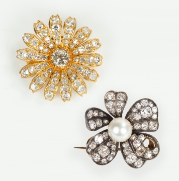 Antique Gold and Diamond Daisy Brooch