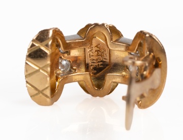Pair of Fontana, Rome, 18K Gold and Diamond Earclips