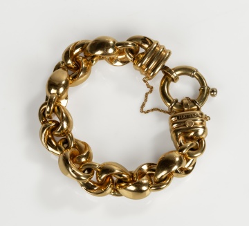Italian 14K Gold Puffed Link Bracelet