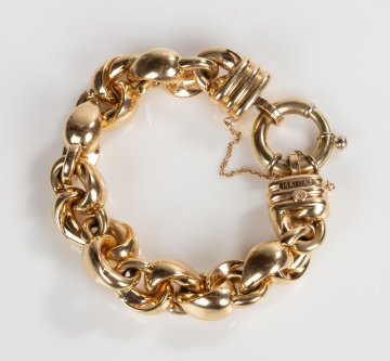 Italian 14K Gold Puffed Link Bracelet