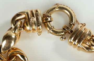 Italian 14K Gold Puffed Link Bracelet