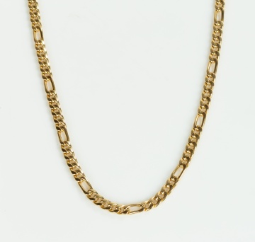 Italian 18K Gold Figaro Chain Necklace