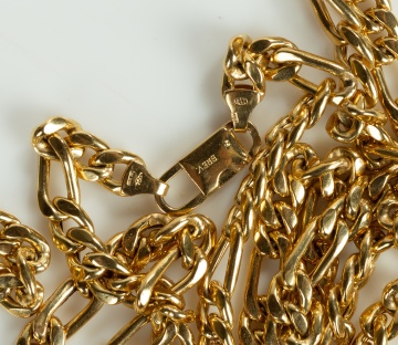 Italian 18K Gold Figaro Chain Necklace