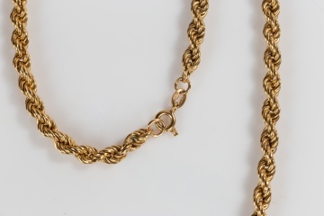 Italian 18K Gold Rope Chain Necklace