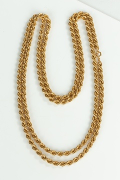 Italian 18K Gold Long Rope Chain Necklace