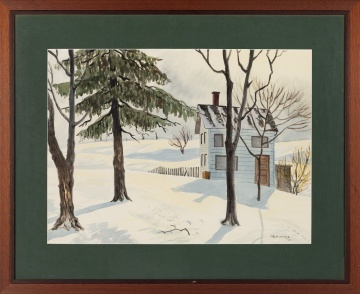 Martha Burchfield Richter (American, 1924-1977) Winter Sun, House among Bare Trees, 1958