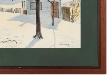Martha Burchfield Richter (American, 1924-1977) Winter Sun, House among Bare Trees, 1958