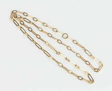 14K Gold Paperclip Link Chain Necklace